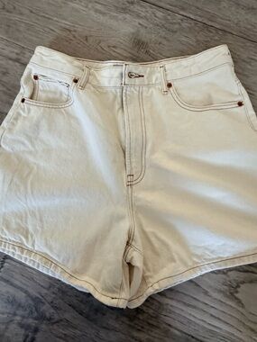 Everlane Cream High-Rise Denim Shorts